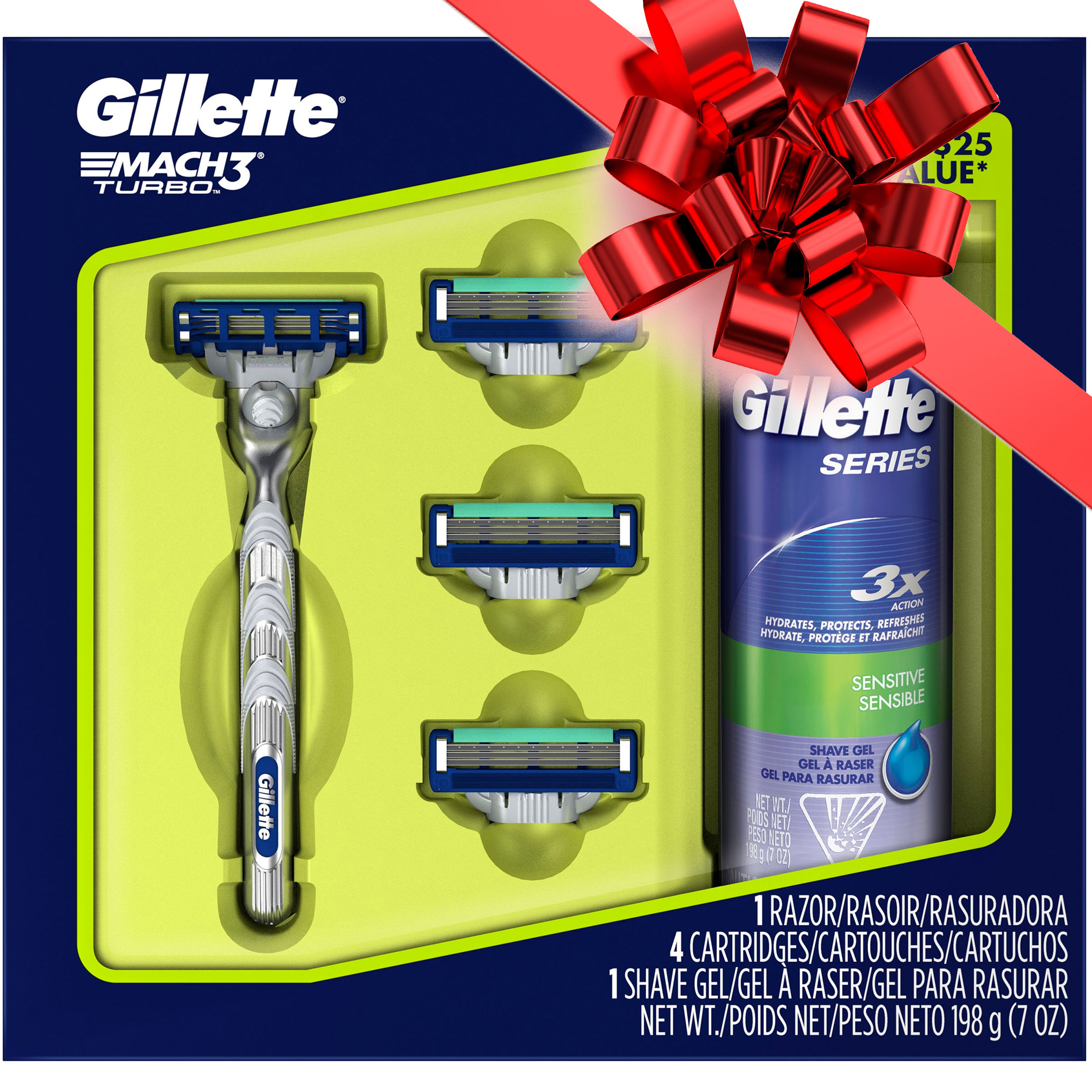 Gillette Mach3 Turbo Razor, Shave Gel and 4 Blade Refills Gift Pack - image 1 of 8