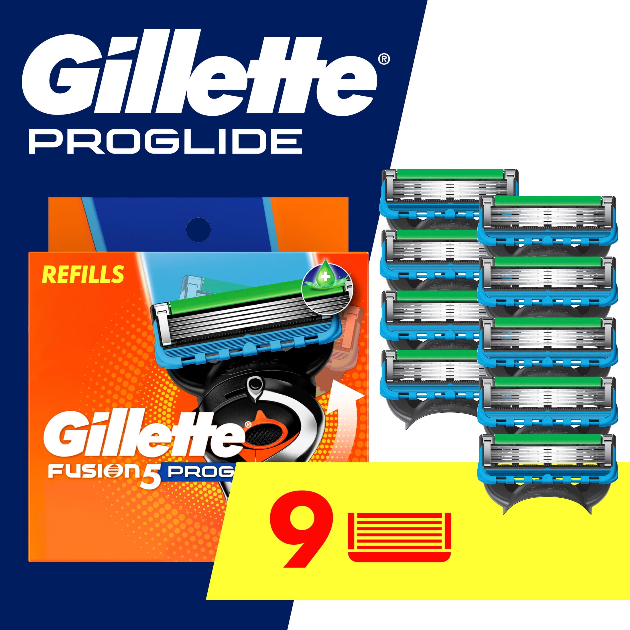 Gillette Fusion5 ProGlide Razor Blades for Men, 5-Blade Razor Refills, 9 Count