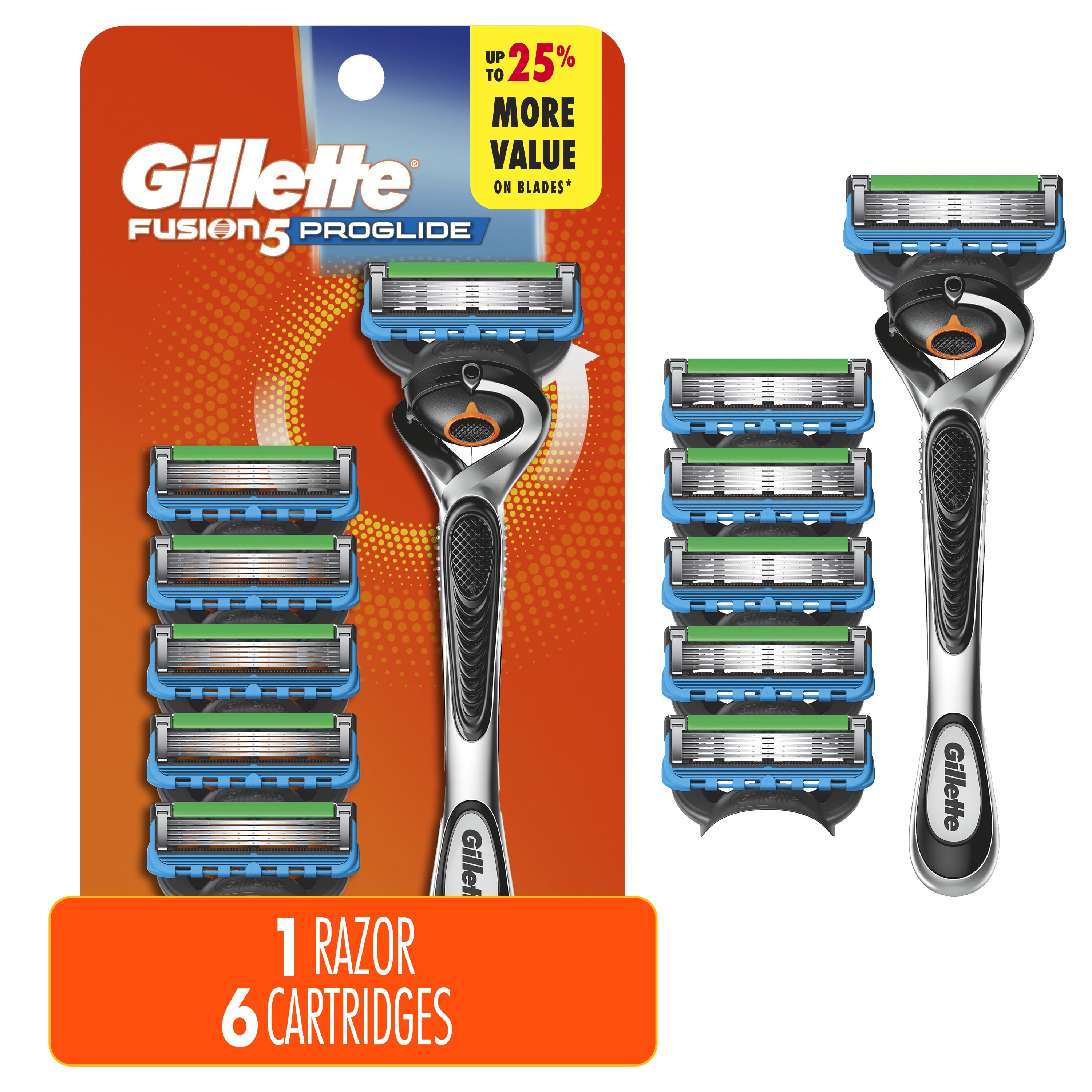Gillette Fusion5 ProGlide Shaving Razor for Men, 1 Handle, 6 Blade Refills