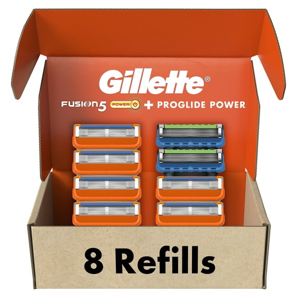 Gillette Men's Razor Blade Refills, 6 Fusion5 Cartridges, 2 Pro Glide Power Cartridges