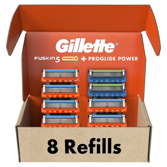 Gillette Men's Razor Blade Refills, 6 Fusion5 Cartridges, 2 ProGlide Power Cartridges