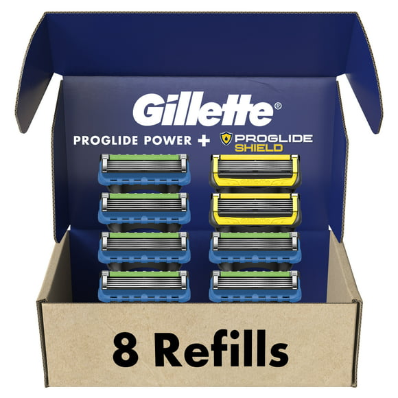 Gillette Men's Razor Blade Refills, 6 Pro-Glide Power & 2 Pro-Glide Shield Cartridges, 8 Count