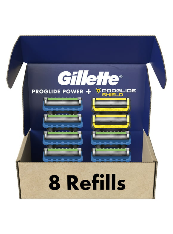 Gillette Men's Razor Blade Refills, 6 Pro-Glide Power & 2 Pro-Glide Shield Cartridges, 8 Count