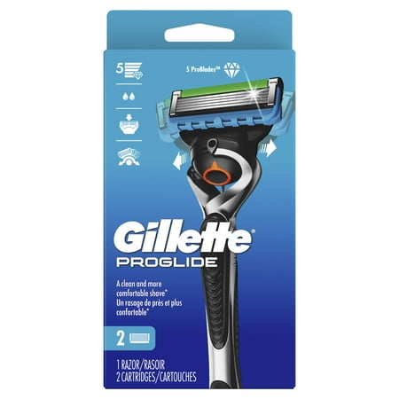 Gillette ProGlide Men's Razor Handle + 2 Blade Refills, Multi-Color