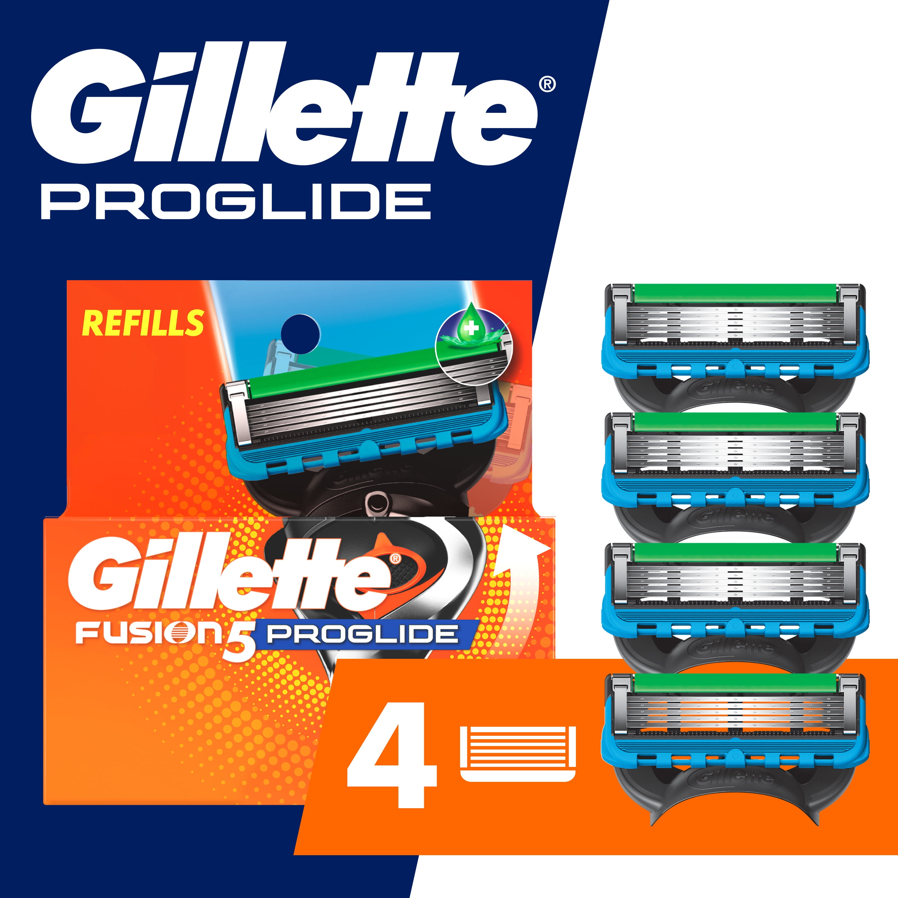 Gillette ProGlide 5-Blade Razor Cartridges, FlexBall Tech, Enhanced Lubrastrip, 4 Refills