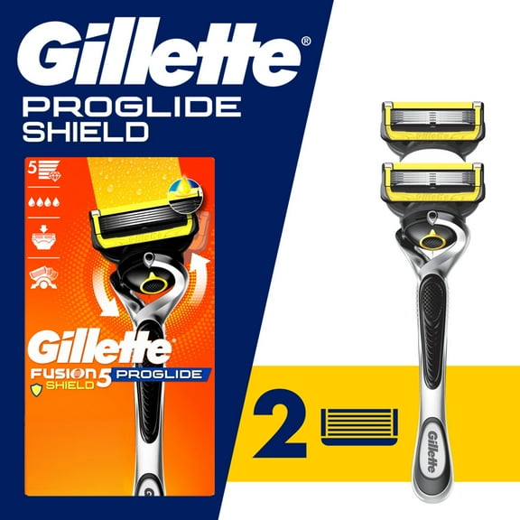 Gillette ProGlide Shield Men's Razor Handle + 2 Blade Refills, Silver
