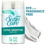 Gillette Satin Care Ultra Sensitive Women's Shaving Gel Twin Pack, Fragrance Free, 14 oz