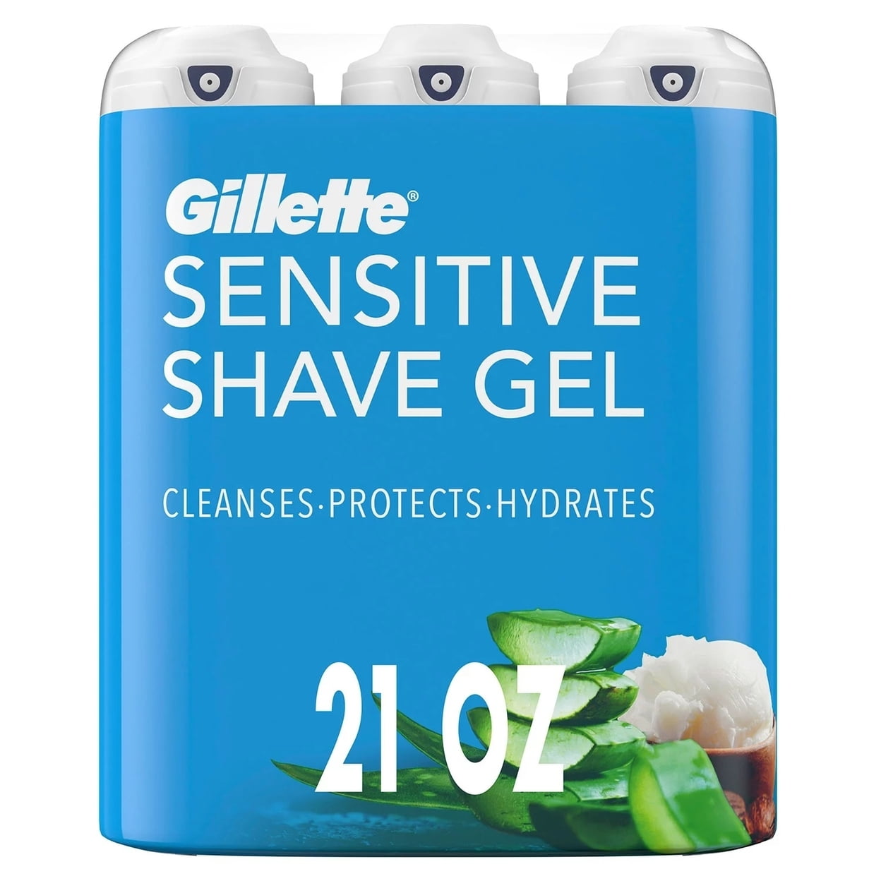 Gillette Sensitive Shave Gel with Aloe & Shea Butter, 7 Ounce (Pack of