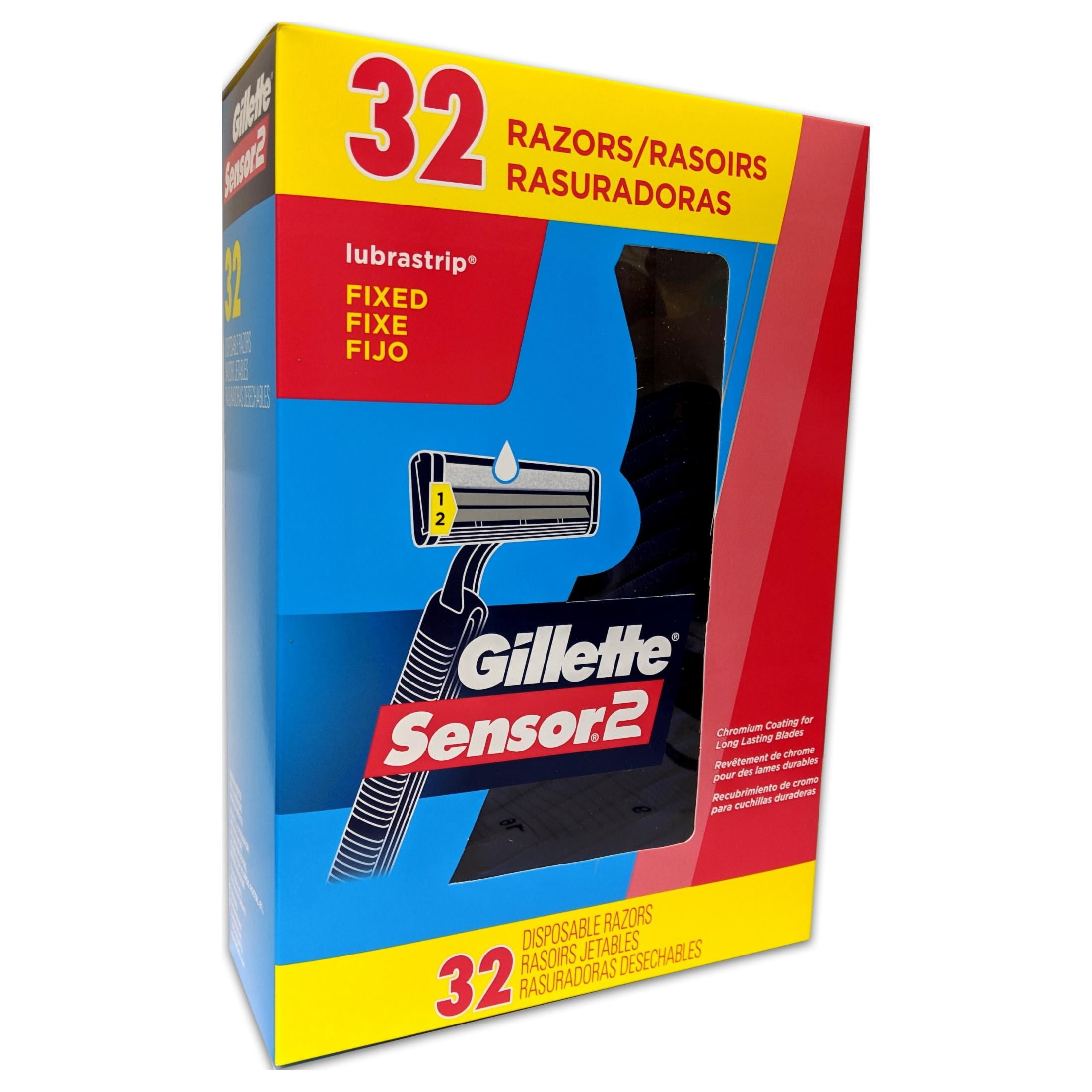 Gillette Sensor 2 Disposable Razors, 32 Pack, Twin Comfort Blades for ...