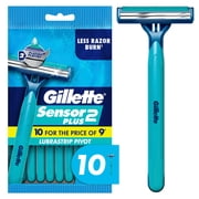 Gillette Sensor 2 Plus Pivoting Men 2 Blade Disposable Razor,10 count