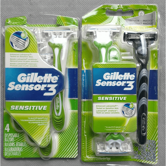 Gillette Sensor 3 Disposable Razors Men's 4 Each (Pack of 2)