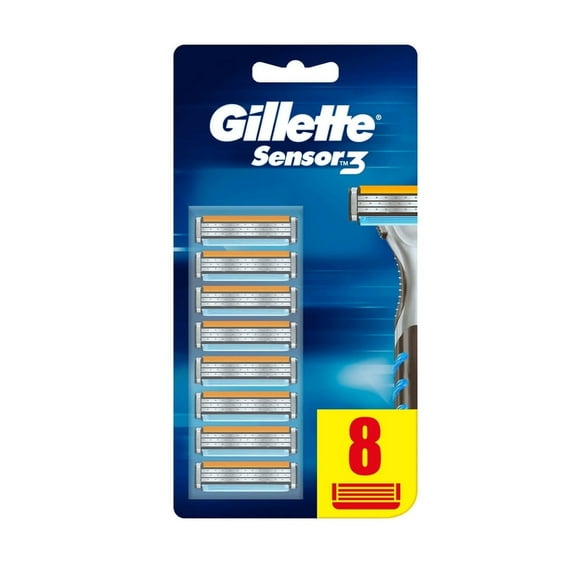 Gillette Sensor 3 Refill Razor Blade Catridges, 8 count
