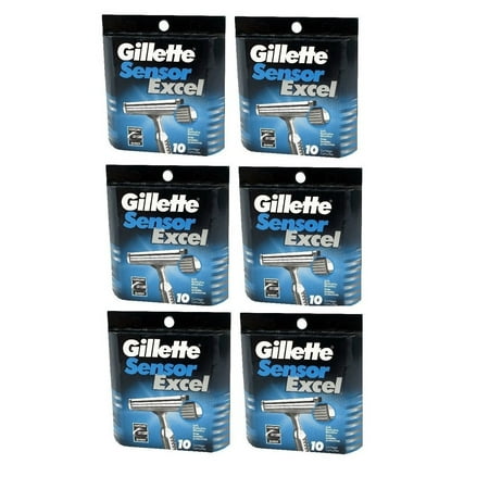 Gillette Sensor Excel Refill Blade Cartridges, 10 Ct. (Pack of 6) + Cat Line Makeup Tutorial