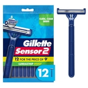 Gillette Sensor2, Pivoting Head Men's Disposable Shaving Razors with Lubrastrip, 12 Count