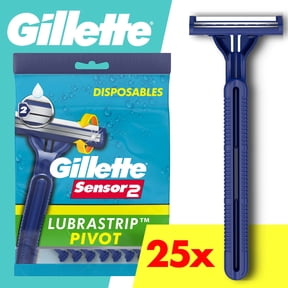 Gillette Sensor2 Pivoting Head Men's Disposable Razors, Blue, 25 Count