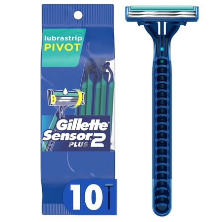 Gillette Sensor2 Plus Pivoting Head Men's Disposable Razors, 10 Count