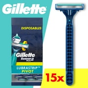 Gillette Sensor2 Plus Pivoting Head Men's Disposable Razors, Blue, 15 Count