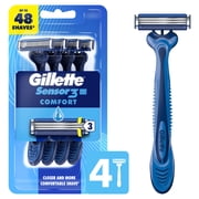 Gillette Sensor3 Comfort, Men's Disposable Shaving Razors, 4 Count