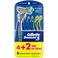 thumbnail image 1 of Gillette Sensor3 Men’s Disposable Razors, 4 plus 2 Bonus Razors, 1 of 6