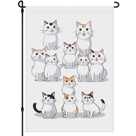 Cute Cat Garden Flags for Outdoor for Lawn Yard Front Door Garden Farmhouse, Versatile Kitten Outdoor Garden Decor, Durable Cute Cat Fluffy Cat Yard Decoration 28x40 Inches