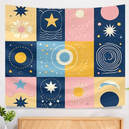 Boho Ethnic Pastel Tones Durable Tapestry Aesthetic Washable Retro Rainbows Home Tapestry Midcentury Modern Indoor Tapestry for Home Dorm Living Room Bedroom House 51x59 Inches