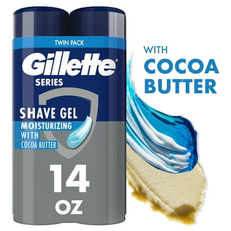 Gillette Series Moisturizing Shave Gel for Men with Cocoa Butter, Twin Pack (2-7oz Cans), 14oz