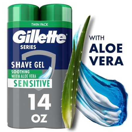 Gillette Series Shave Gel for Men, Soothing with Aloe Vera, Twin Pack, 14 oz