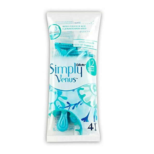 Gillette Simply Venus 2 Blade Disposable Razors With A Touch of Aloe, 4 Count