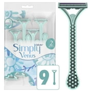 Gillette Simply Venus 2 Disposable Razors for Women, 9 Count, Blue