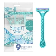 Gillette Simply Venus 2 Disposable Razors for Women, 9 Count, Blue