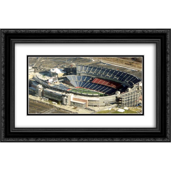 Gillette Stadium 2x Matted 24x18 Black Ornate Framed Art Print from the Stadium Series