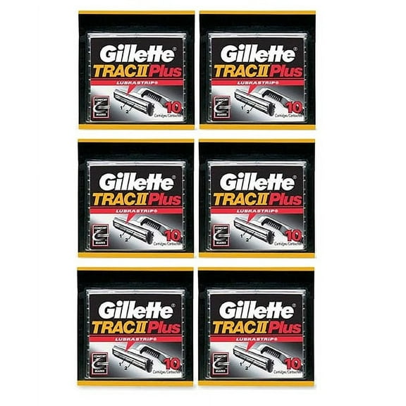 Gillette Trac II Plus Refill Razor Blades 10 ct. (Pack of 6)