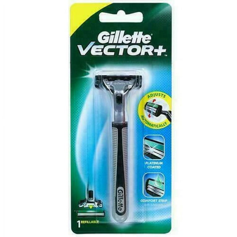 Men's Gillette Vector Plus Refillable Adjustable Razor, Platinum