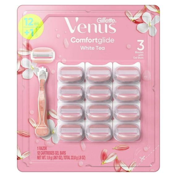 Gillette Venus ComfortGlide White Tea Razors (1 handle/12 cartiridges)