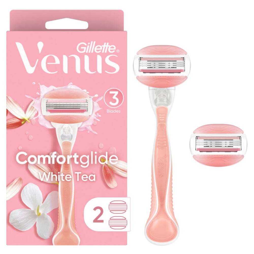 Gillette Venus ComfortGlide White Tea Women’s Razor Handle + 2 Blade Refills