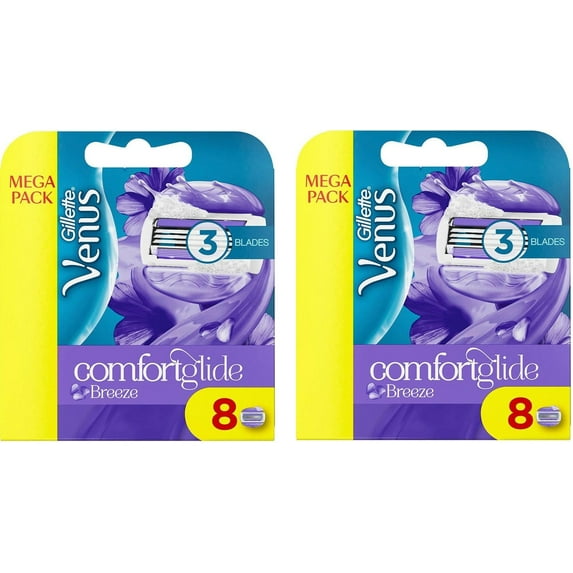 Gillette Venus Comfortglide Breeze Women's Refill Razor Blade Cartridges, 8 Ct (Pack of 2)