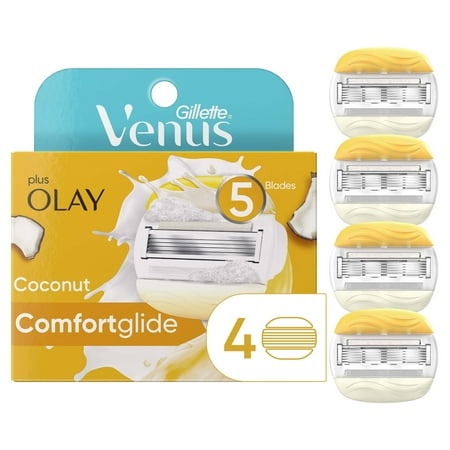 Gillette Venus Comfortglide Plus Olay Coconut Women's Razor 5 Blades Refills, 4 Count