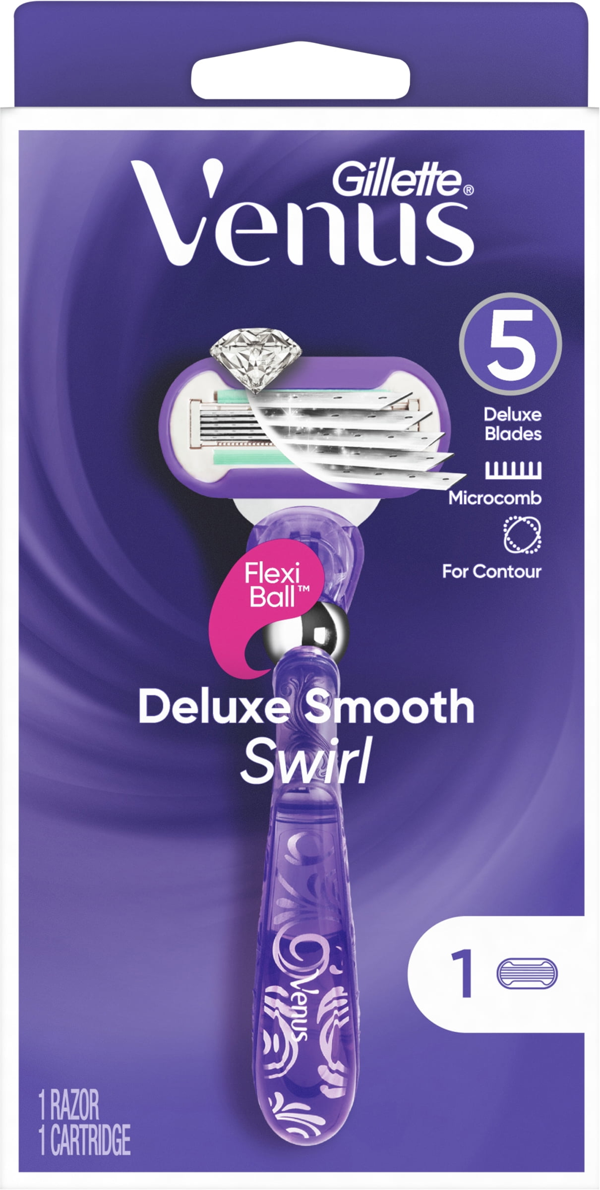 Venus Extra Smooth Contour Women's Razor with Reusable Razor Handle, 1 Razor Blade Refill and Shower Holder