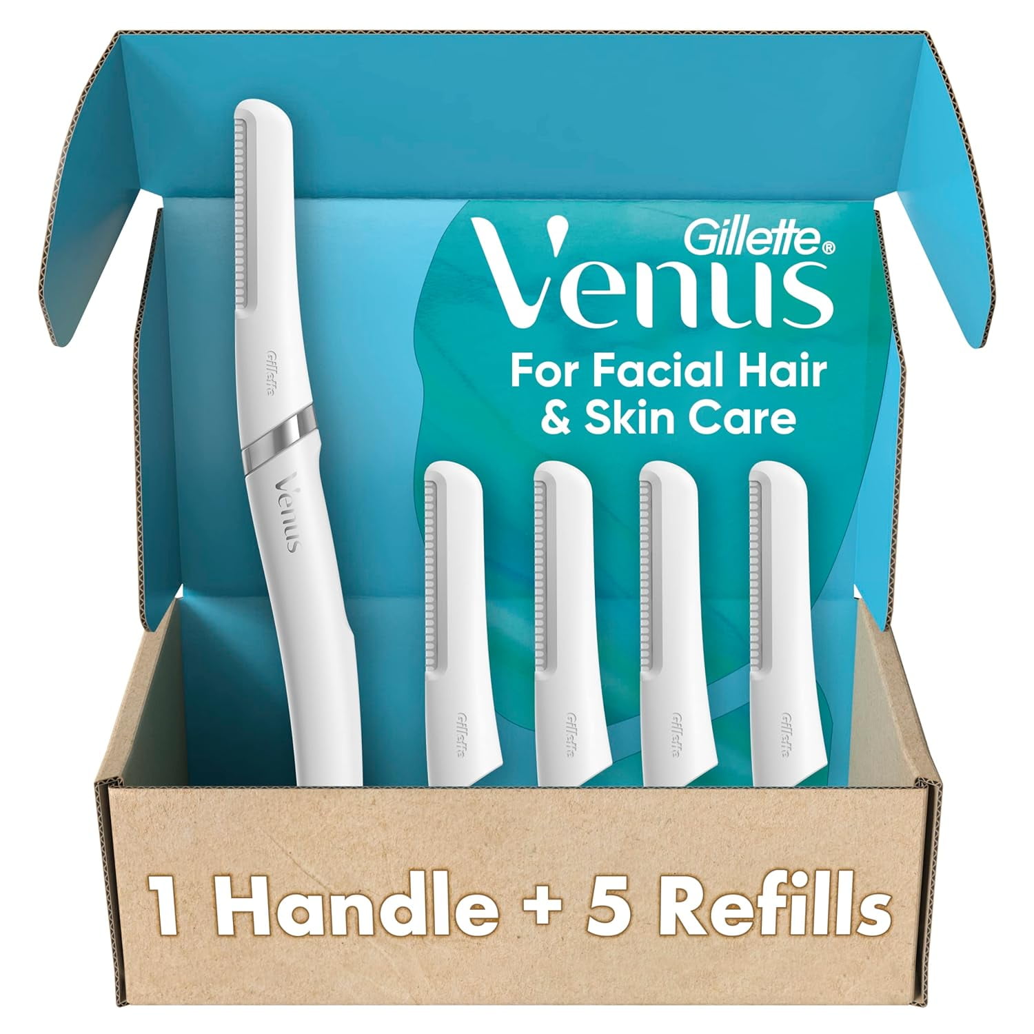 Gillette Venus Dermaplaning Tool Kit, 5 Blade Refills, Exfoliating Face