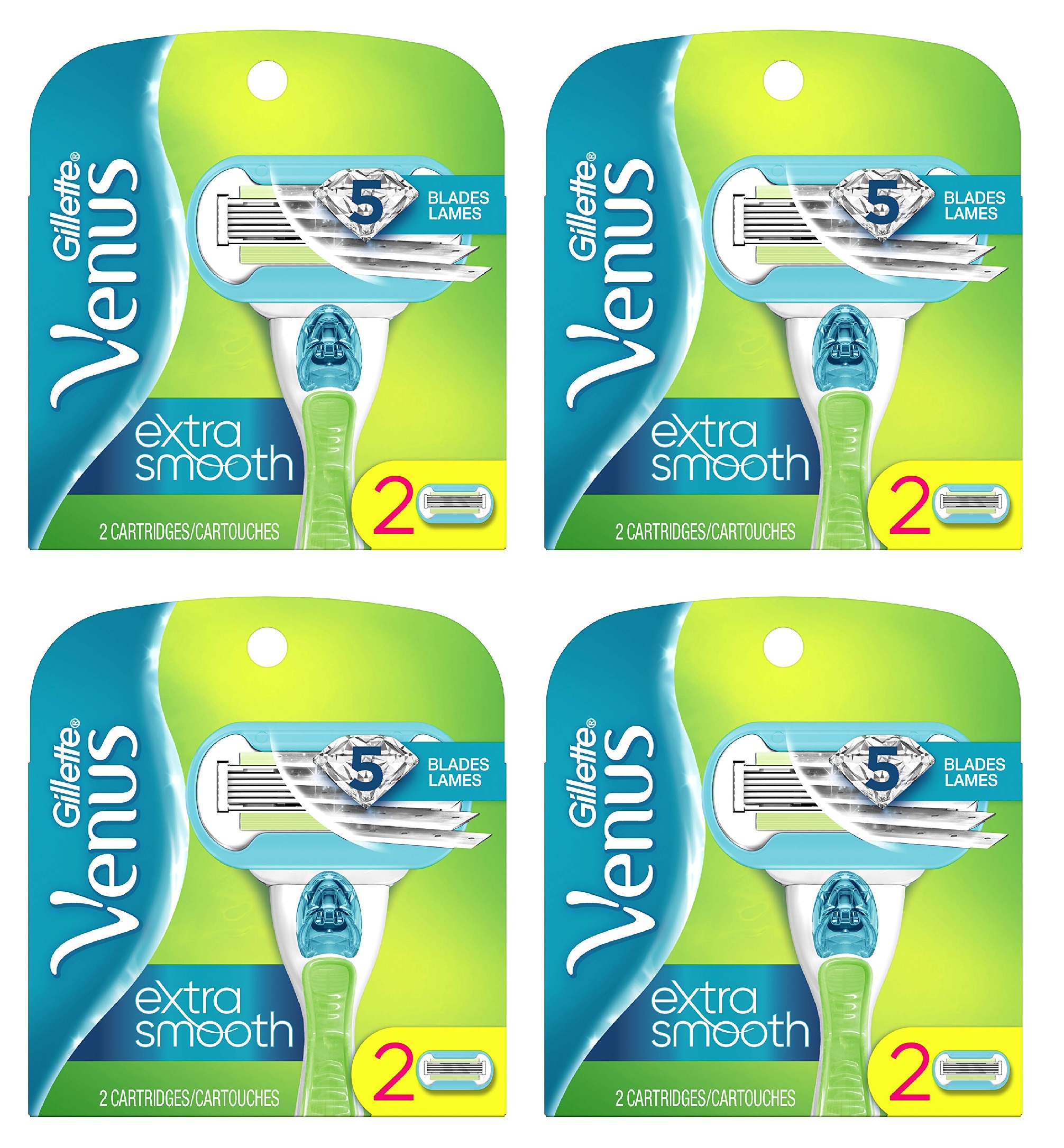Gillette Venus Extra Smooth 5 Blade Cartridge Refill, 8 Count (4 packs
