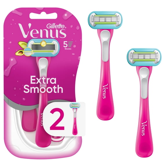 Gillette Venus Extra Smooth Green Disposable Women's Razors, 2 Count