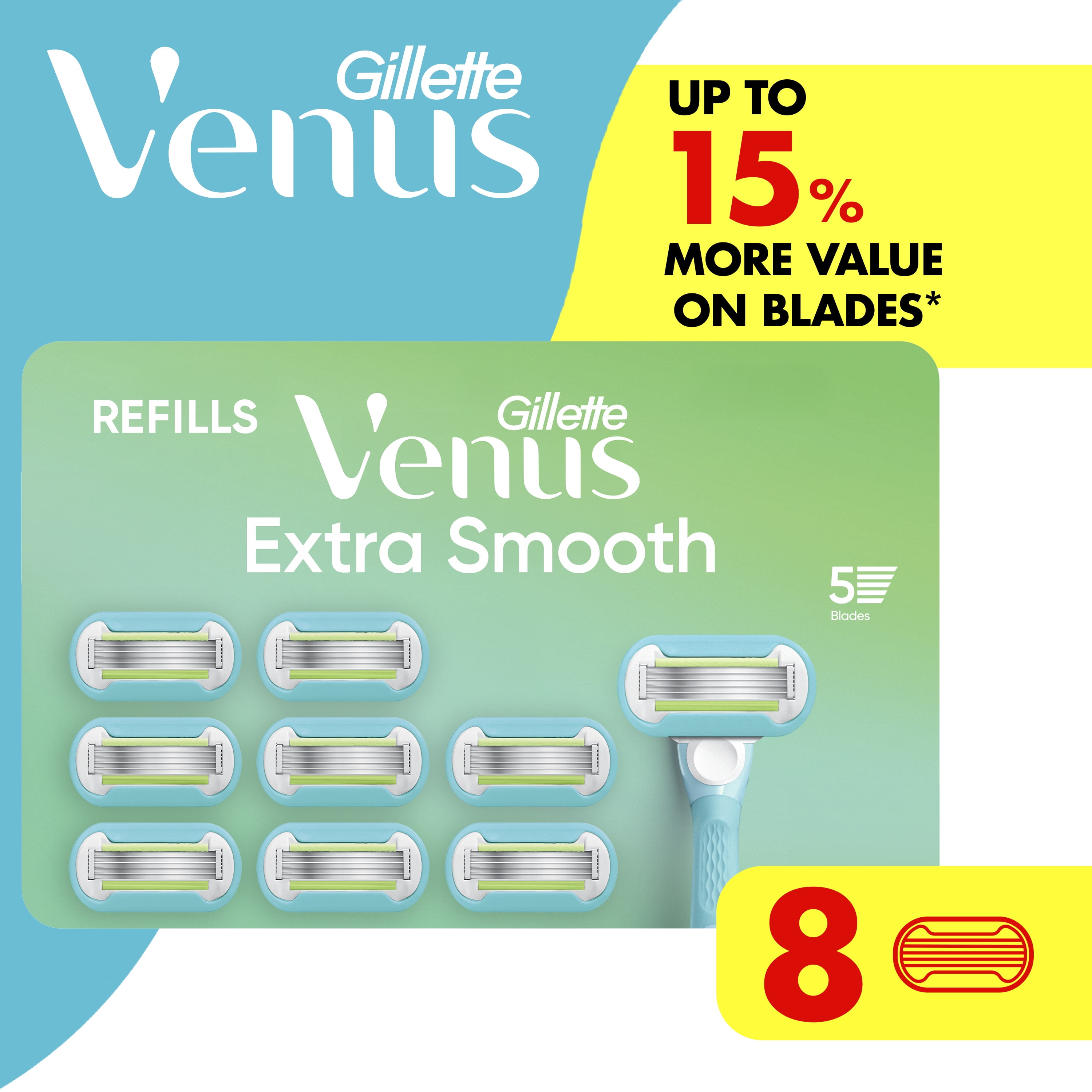 Gillette Venus Extra Smooth Adaptive Womens Razor Blade, 5-Blade ...