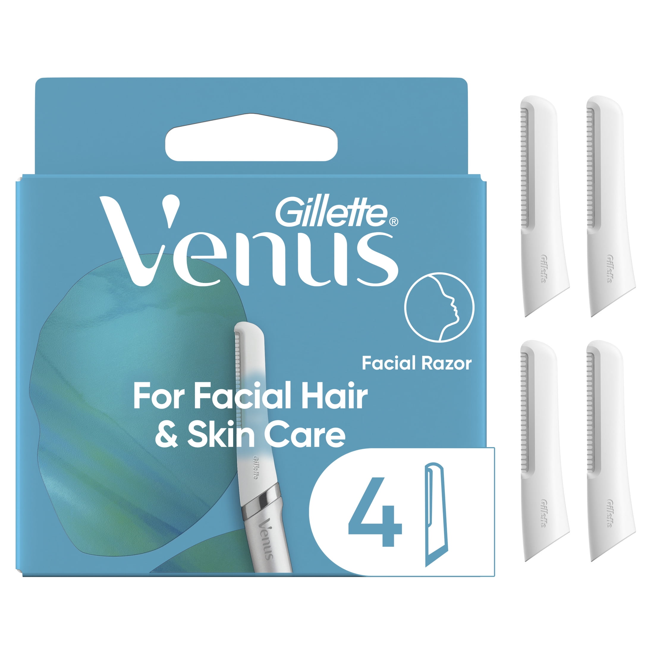 Gillette Venus Female Dermaplaning Razor Replacement Heads, 4 Refills