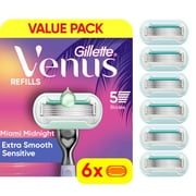Gillette Venus Miami Midnight Extra Smooth Womens Manual Razor Refills, 6 Count