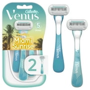Gillette Venus Miami Sunrise Extra Smooth Sensitive Womens Disposable Razors with Aloe, 2 Razors