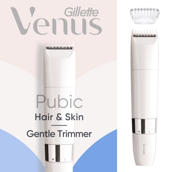 Gillette Venus Pubic Hair & Skin Gentle Trimmer, Women's Electric Razor, Bikini Line Trimmer for Pubic Hair and Skin