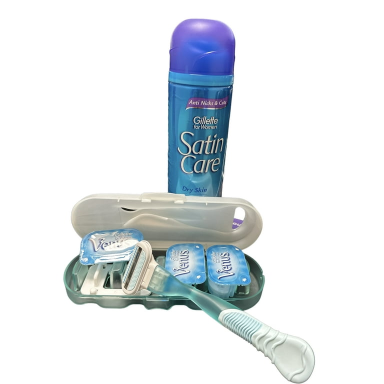 Gillette Venus Razor Wand 4 Refill Cartridges SatinCare Shaving Gel 7oz Value Starter Kit