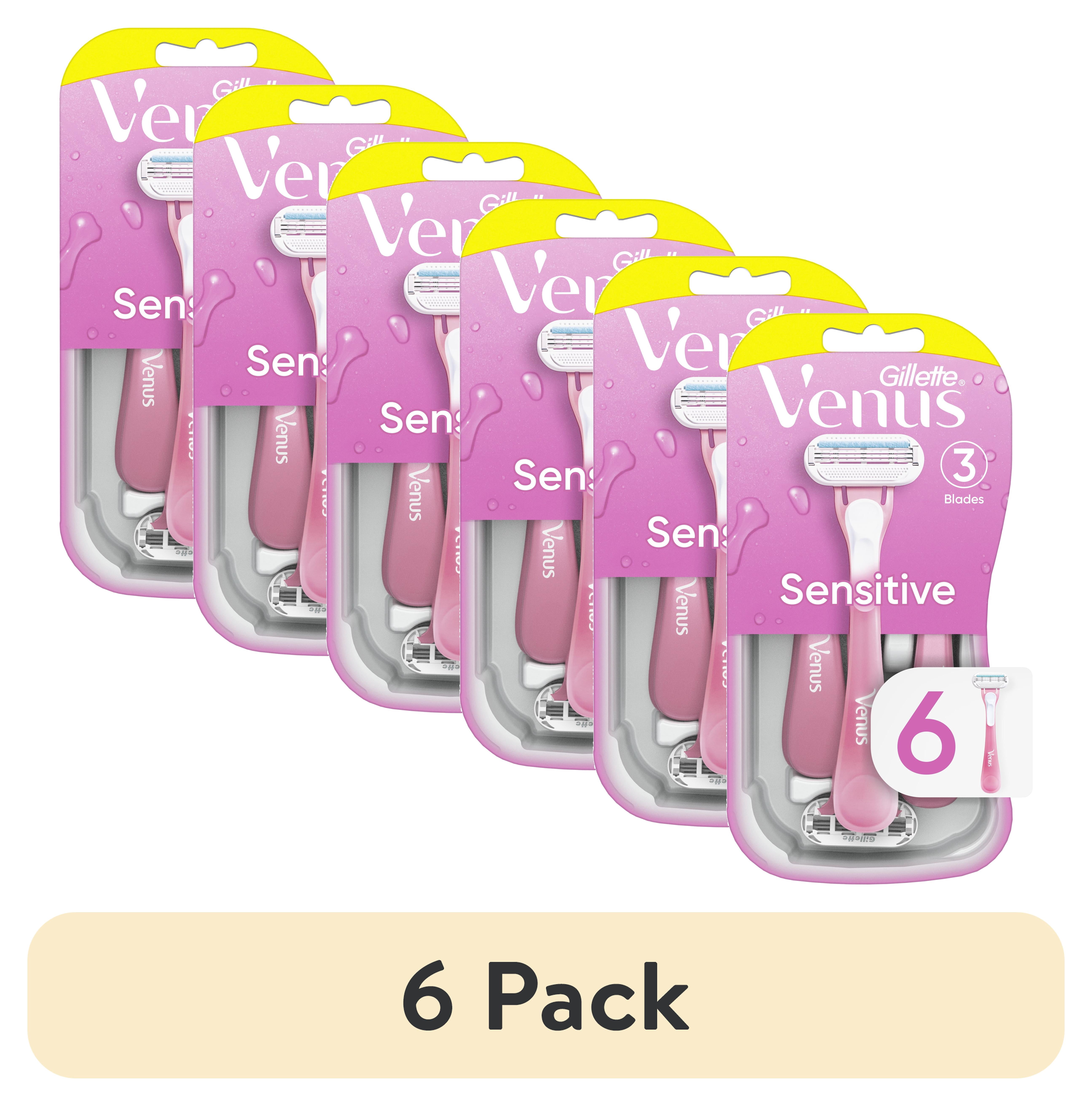(6 pack) Venus Sensitive Women's 3 Blade Disposable Razor, 6 count ...