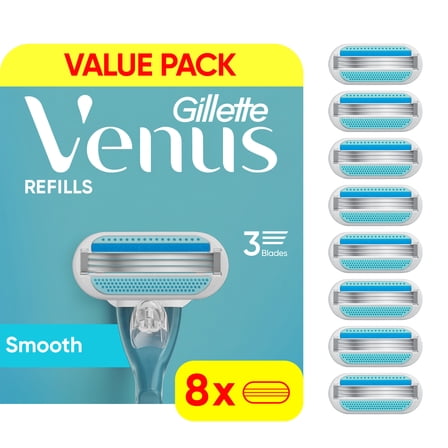 Gillette Venus Smooth Women's Razor Blade Refills, 8 Count