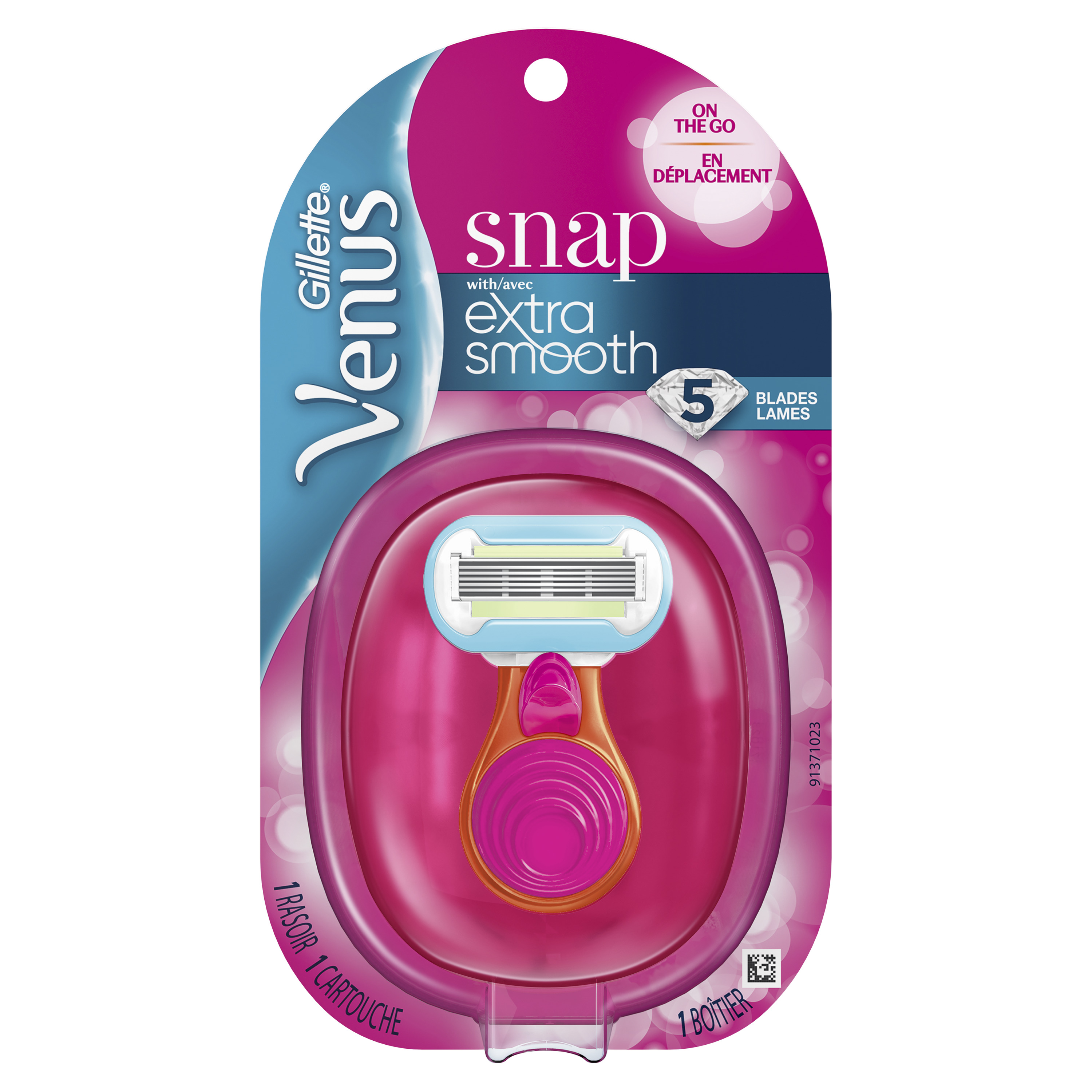 Gillette Venus Snap Cosmo Pink with Extra Smooth Women's On-the-Go Razor, 1 Handle & 1 Refill - image 1 of 8